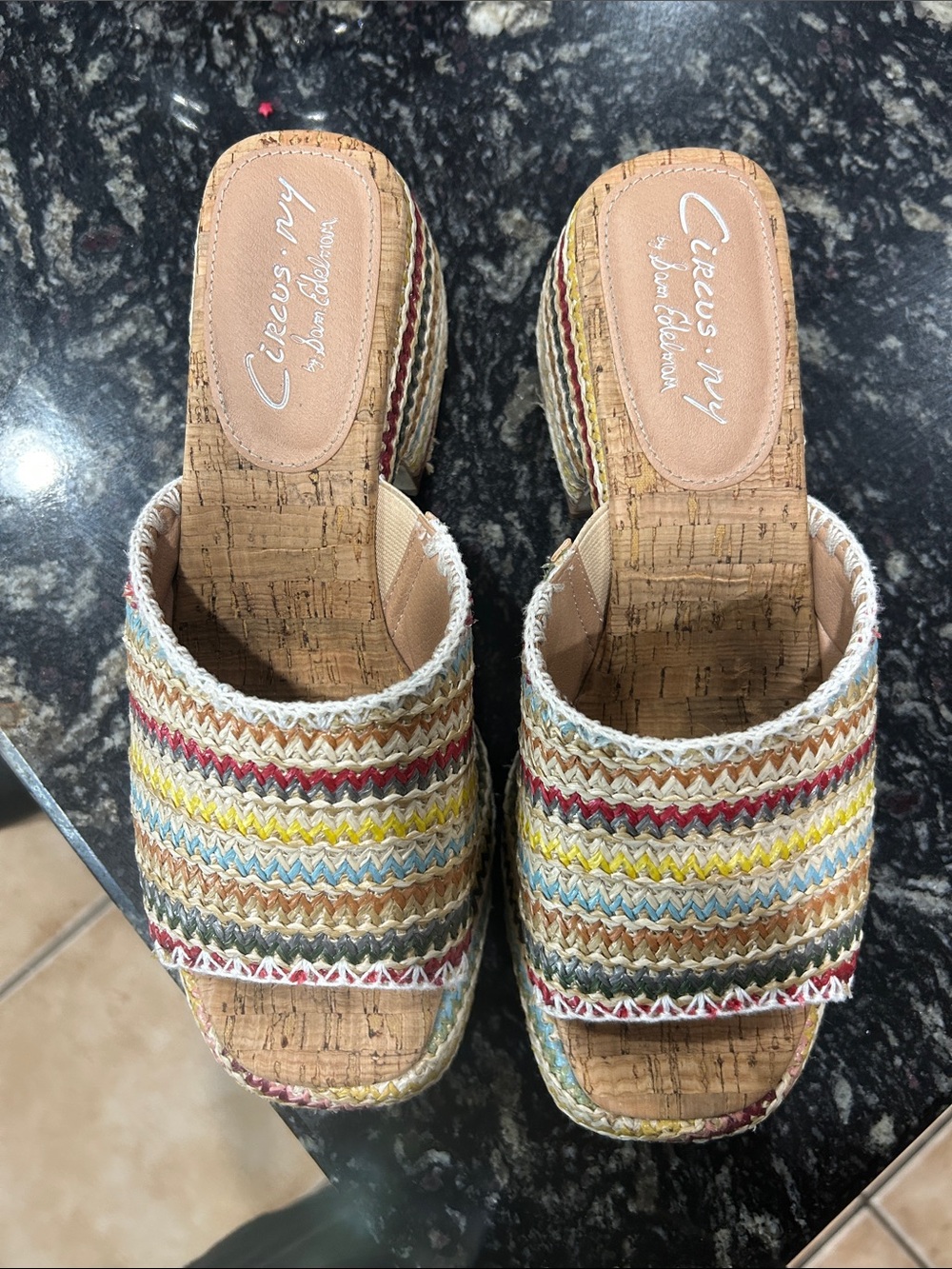 Circus by Sam Edelman Multicolor Woven Slide Mules with Cork Footbed